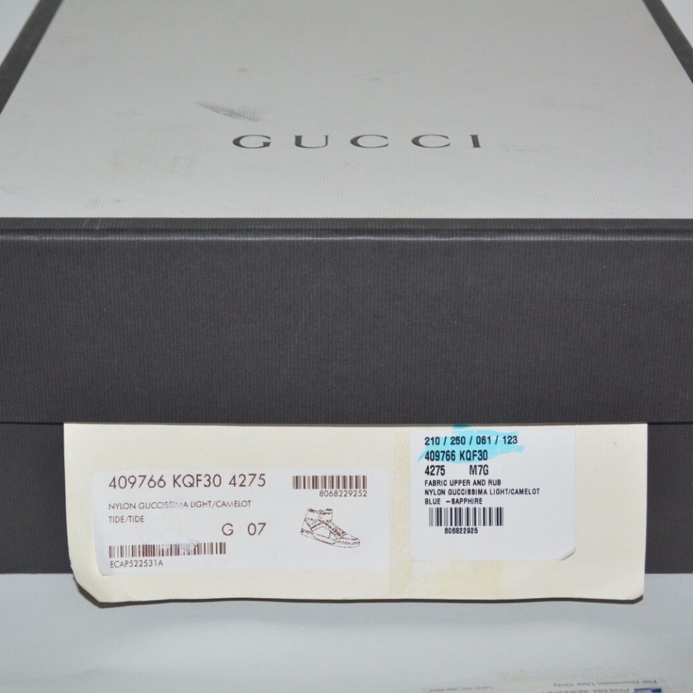 NIB GUCCI GG GUCCISSIMA MENS HITOP NYLON LEATHER SNEAKERS - Picture 9 of 9